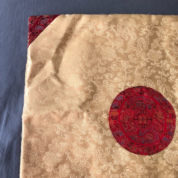 Set of 2 - 16in Square Chinese Style Gold Red Brocade Pillow Covers - Picture 7 of 16